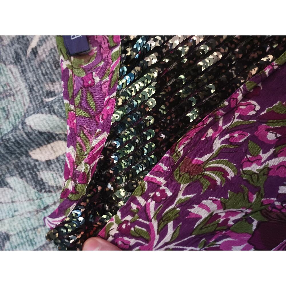 Roamans Womens Bohemian Floral Tunic Top 22W Sequin Flowy Gypsy Island NWT - Picture 5 of 10